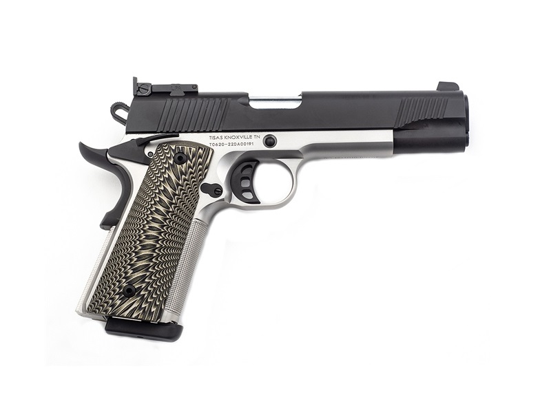 Tisas 1911 D10 10mm two-tone 5-inch barrel stainless frame black slide G10 grips