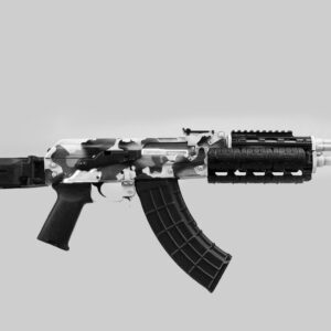 ZASTAVA ZPAPM70 7.62 x 39mm white camo rifle with quad rail and Zhukov folding stock