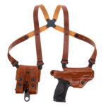 102559 Galco MC820 Miami Classic Shoulder System Size Fits Chest Up To 56" Tan Leather Fits Sig P320 Fits Sig P320 Compact Fits Sig M18 Right Hand