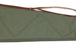 103168 1 Bob Allen 14538 Canvas Rifle Case 48" Green Canvas w/ Quilted Flannel Lining Leather Sling & Self-Repairing Nylon Zipper