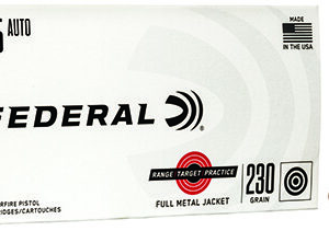 Federal RTP45230 Range & Target  45 ACP 230 gr Full Metal Jacket 50 Per Box/ 20 Case