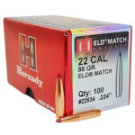 107652 Hornady 22834 ELD Match 22 Cal .224 88 gr Extremely Low Drag Match 100 Per Box/ 25 Case