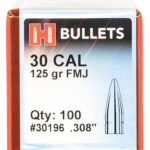 107654 Hornady 30196 FMJ 30 Cal .308 125 gr Full Metal Jacket 100 Per Box/ 25 Case