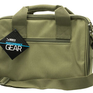 NcStar CPDX2971G VISM Double Pistol Range Bag w/Mag Pouches Heavy Duty Lockable Zippers For Compliance Padded Carry Handle Adjustable Shoulder Strap Green