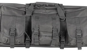 NcStar CVDC2946U36 VISM Double Carbine Case Urban Gray PVC Nylon w/ Foam Padding Lockable Zippers Pockets & MOLLE Webbing