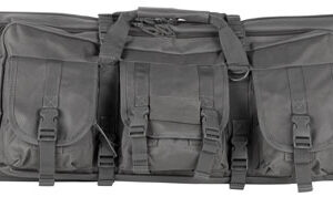 NcStar CVDC2946U42 VISM Double Carbine Case Urban Gray PVC Nylon w/ Foam Padding Lockable Zippers Pockets & MOLLE Webbing