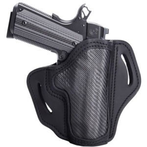 1791 Gunleather CFBH1SBLR BH1  OWB 01 Stealth Black Leather with Carbon Fiber Belt Slide Right Hand