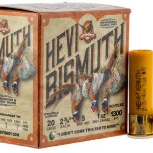 HEVI-Shot HS17715 HEVI-Bismuth Upland 20 Gauge 2.75" 1 oz Bismuth 5 Shot 25 Per Box/ 10 Case