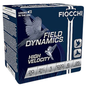 Fiocchi 20HV6 Field Dynamics High Velocity 20 Gauge 2.75" 1 oz 6 Shot 25 Per Box/ 10 Case