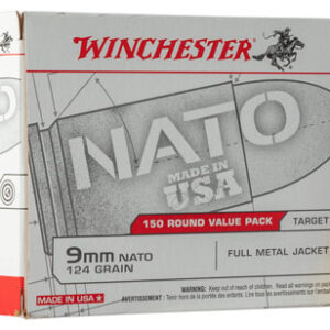 Winchester Ammo USA9NATO USA Value Pack 9mm Luger 124 gr Full Metal Jacket 150 Per Box/ 5 Case