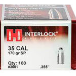 119074 Hornady 3501 InterLock 35 Cal .355 170 gr Spire Point 100 Per Box/ 15 Case