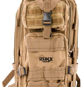 Rukx Gear ATICT1DT Tactical 1 Day Tan 600D Polyester w/ Molle Webbing Hook & Loop Panel 5 Storage Areas