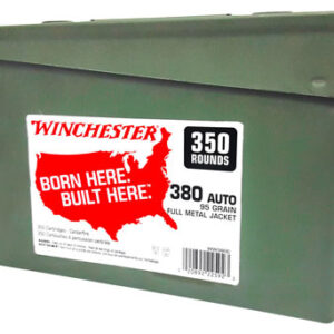 Winchester Ammo WW380C USA Ammo Can 380 ACP 95 gr Full Metal Jacket 350 Per Box/ 2 Case