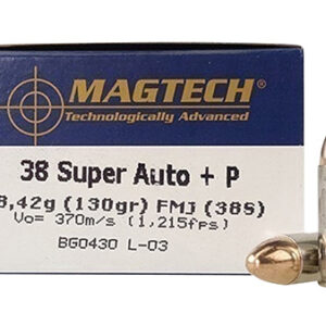 Magtech 38S Range/Training  38 Super +P 130 gr Full Metal Jacket 50 Per Box/ 20 Case