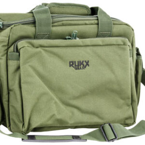 Rukx Gear ATICTRBG Tactical Range Bag  Water Resistant Green 600D Polyester with Hidden Handgun Pocket, Mag & Ammo Storage, Non-Rust Zippers & Carry Handle 16" x 7.50" x 10.50" Interior Dimensions