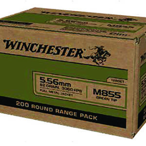 Winchester Ammo WM855200 USA M855 Green Tip 5.56x45mm NATO 62 gr Full Metal Jacket 200 Per Box/ 4 Case