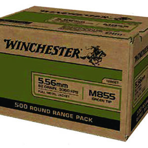 Winchester Ammo WM855500 USA M855 Green Tip 5.56x45mm NATO 62 gr Full Metal Jacket 500 Per Box/ 2 Case