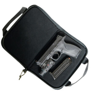 GPS Bags 1485PCMF Memory Foam Pistol Case Large Size w/ Lockable Zippers Mag Storage Pockets & Black Finish Holds 1 Handgun