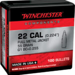 133794 Winchester Ammo WB556MC55X Centerfire Rifle 5.56x45mm NATO .224 55 gr Full Metal Jacket Boat Tail 100 Per Box/ 10 Case