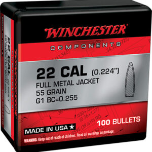 Winchester Ammo WB556MC55X Centerfire Rifle  5.56x45mm NATO .224 55 gr Full Metal Jacket Boat Tail 100 Per Box/ 10 Case