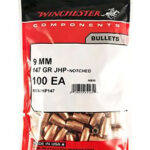 133823 Winchester Ammo WB9JHP147D Centerfire Handgun Reloading 9mm .355 147 gr Jacket Hollow Point 500 Per Box/ 4 Case