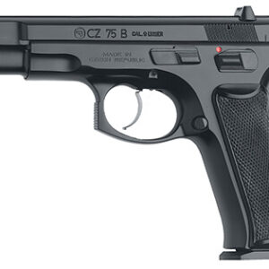 CZ-USA 91102 CZ 75 B  9mm Luger 16+1 4.60" Steel Barrel, Black Serrated Steel Slide, Black Polycoat Steel Frame w/Beavertail, Black Plastic Grip