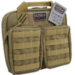 136858 GPS Bags T1411PCT Tactical Double +2 Tan 1000D Nylon Teflon Coating Holds 4 Handguns