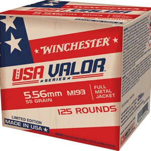 Winchester Ammo USA193125 USA Valor M193 5.56x45mm NATO 55 gr Full Metal Jacket 125 Per Box/ 10 Case