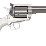 140959 Magnum Research BFR44MAG5B6 BFR Short Cylinder 44 Rem Mag 6 Shot, 5" Brushed Stainless Steel Barrel, Cylinder & Frame, White Polymer Grip, Hammer Safety, Exposed Hammer