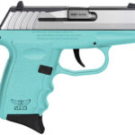 144565 SCCY Industries CPX-3TTSB CPX-3 Sub-Compact Frame 380 ACP 10+1, 3.10" Stainless Quadlock Barrel, Serrated Stainless Steel Slide, SCCY Blue Polymer Frame w/Finger Grooves, No Safety, Right Hand