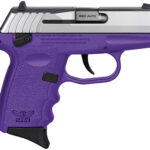 144584 SCCY Industries CPX-4TTPU CPX-4 380 ACP 10+1 2.96" Purple Polymer Serrated SS Slide Finger Grooved Purple Polymer Grip