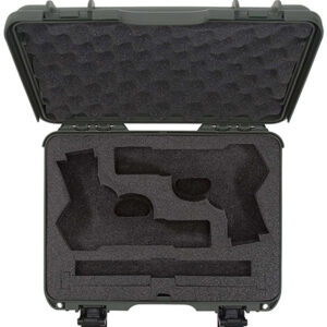 Nanuk 910CLASG6 910 Classic 2 Up Pistol Case Olive Polymer w/ Latches & Closed-Cell Foam Padding 13.20" L x 9.20" W x 4.10 " H Interior Dimensions