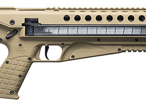 Kel-Tec P50 tan 5.7x28mm pistol with top-fed 50-round magazine and optic-ready rail