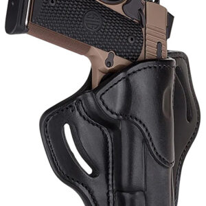 1791 Gunleather ORBH1SSBLR BH1 Optic Ready OWB Stealth Black Leather Belt Slide Fits 4-5" 1911 Right Hand