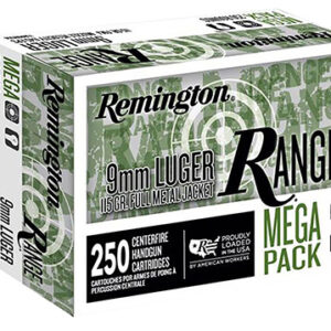 Remington Ammunition R23965 Range Mega Pack 9mm Luger 115 gr Full Metal Jacket 250 Per Box/ 4 Case
