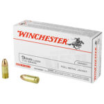 159116 Winchester Ammo SG9W50 USA 9mm Luger 115 gr Full Metal Jacket 50 Per Box/ 20 Case