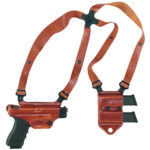 2253 Galco MCII224 Miami Classic II Shoulder System Size Fits Chest Up To 56" Tan Leather Compatible w/Glock 17 Gen1-5/19 Gen1-5/22 Gen2-5 Right Hand