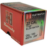 23093 Hornady 22774 ELD Match 22 Cal .224 73 gr Extremely Low Drag Match 100 Per Box/ 25 Case