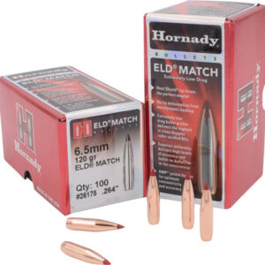 Hornady 26175 ELD Match  6.5mm .264 120 gr Extremely Low Drag Match 100 Per Box/ 25 Case