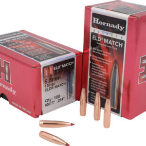 Hornady 26177 ELD Match  6.5mm .264 130 gr Extremely Low Drag Match 100 Per Box/ 15 Case