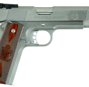 Springfield Armory PI9134LCA 1911 Loaded Target *CA Complaint 9mm Luger 9+1, 5" Stainless Match Grade  Barrel, Serrated Slide & Frame w/Beavertail, Crossed Cannon Cocobolo Grip