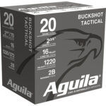 2995 Aguila 1C2002BA Buckshot High Velocity 20 Gauge 2.75" 1 oz 2 Buck Shot 25 Per Box/ 10 Case