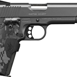 Kimber Custom Covert .45 ACP pistol charcoal gray KimPro II finish 5 inch barrel Crimson Trace Lasergrips