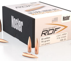 Nosler 53066 RDF Match 22 Cal .224 70 gr Hollow Point Boat Tail/ 100 Per Box