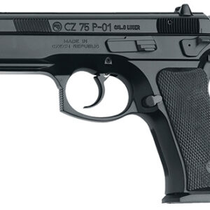 CZ-USA 01199 P-01 *CA Compliant Compact Frame 9mm Luger 10+1, 3.75" Blued Steel Barrel, Black Serrated Steel Slide, Black Polycoat Aluminum Frame w/Beavertail, Black Rubber Grip