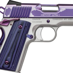 Kimber Amethyst Ultra II 9mm 3in 1911 pistol with amethyst slide and purple-black G10 grips