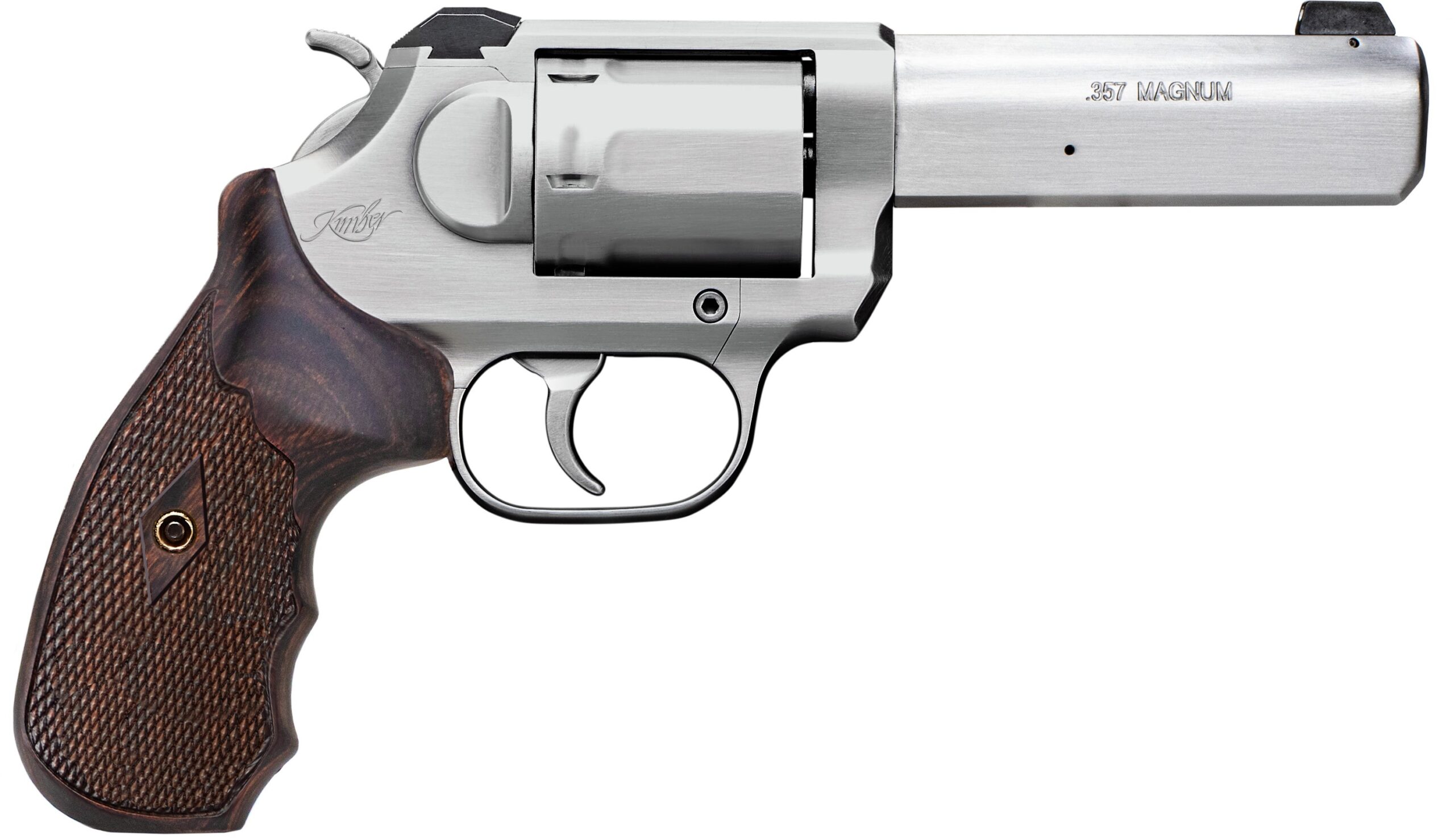 Kimber K6S DASA .357 Magnum 4 inch stainless revolver with walnut three-finger grip
