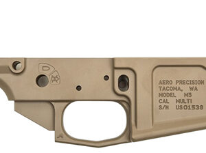 Aero Precision APAR308005C M5 Receiver Multi-Caliber Flat Dark Earth Cerakote Finish 7075-T6 Aluminum Material with Mil-Spec Dimensions for AR-10
