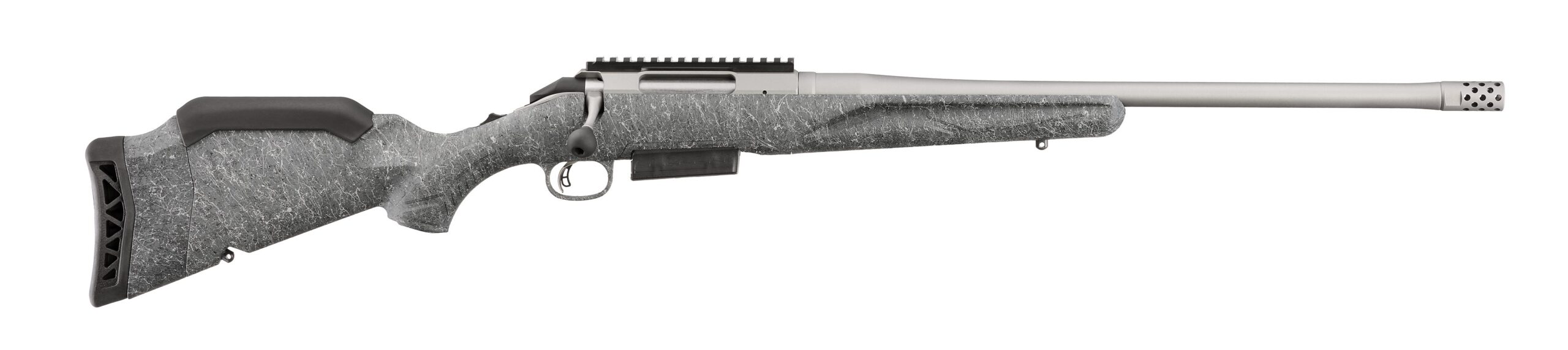 Ruger American Gen II .450 Bushmaster 20-inch rifle gray splatter adjustable synthetic stock