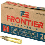 50459 Frontier Cartridge FR100 Military Grade Varmint 223 Rem 55 gr Full Metal Jacket 20 Per Box/ 25 Case